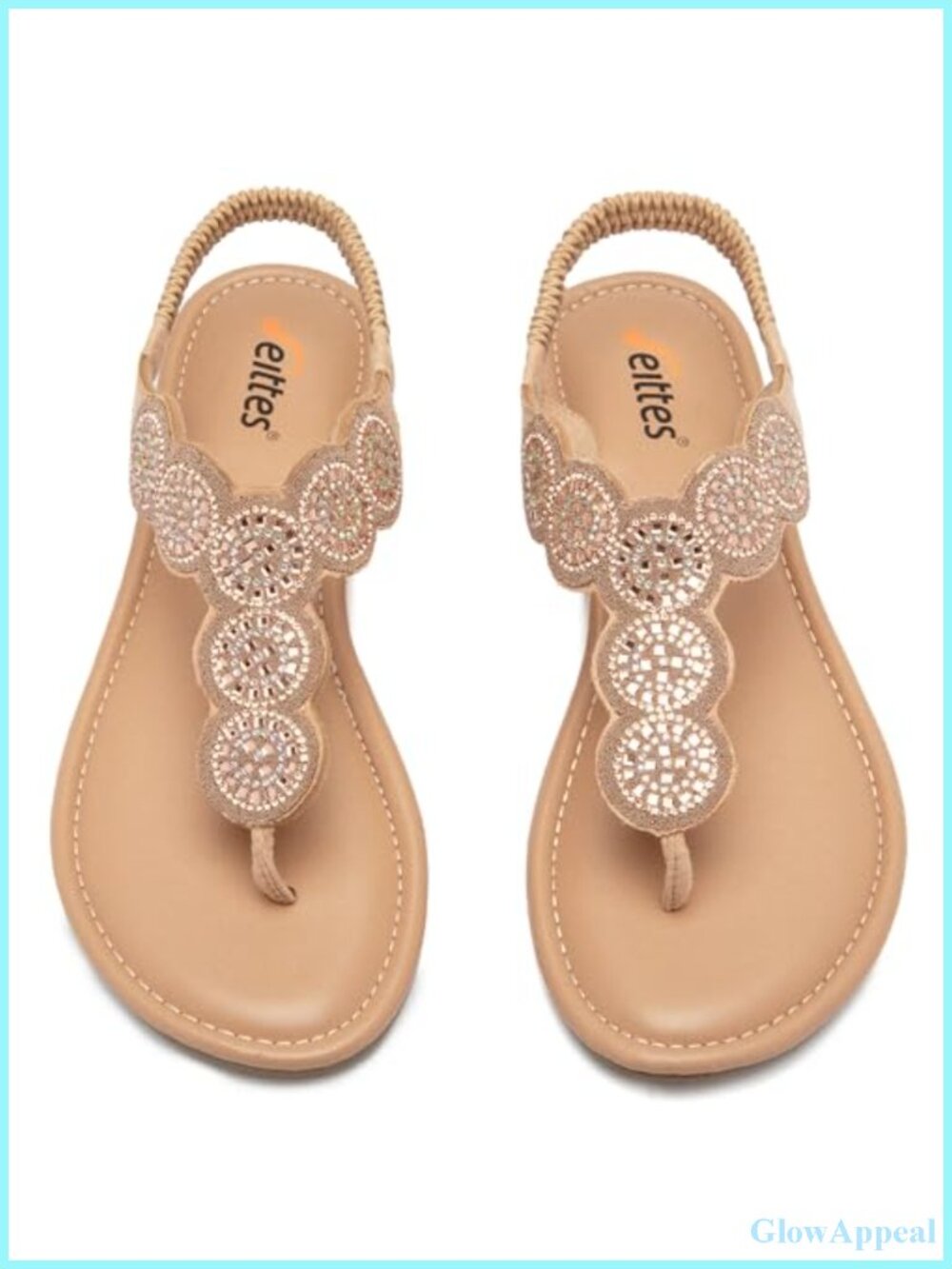 Bohemian Bling Elastic Strap Slide Flat Sandals Synthetic Vegan Comfort